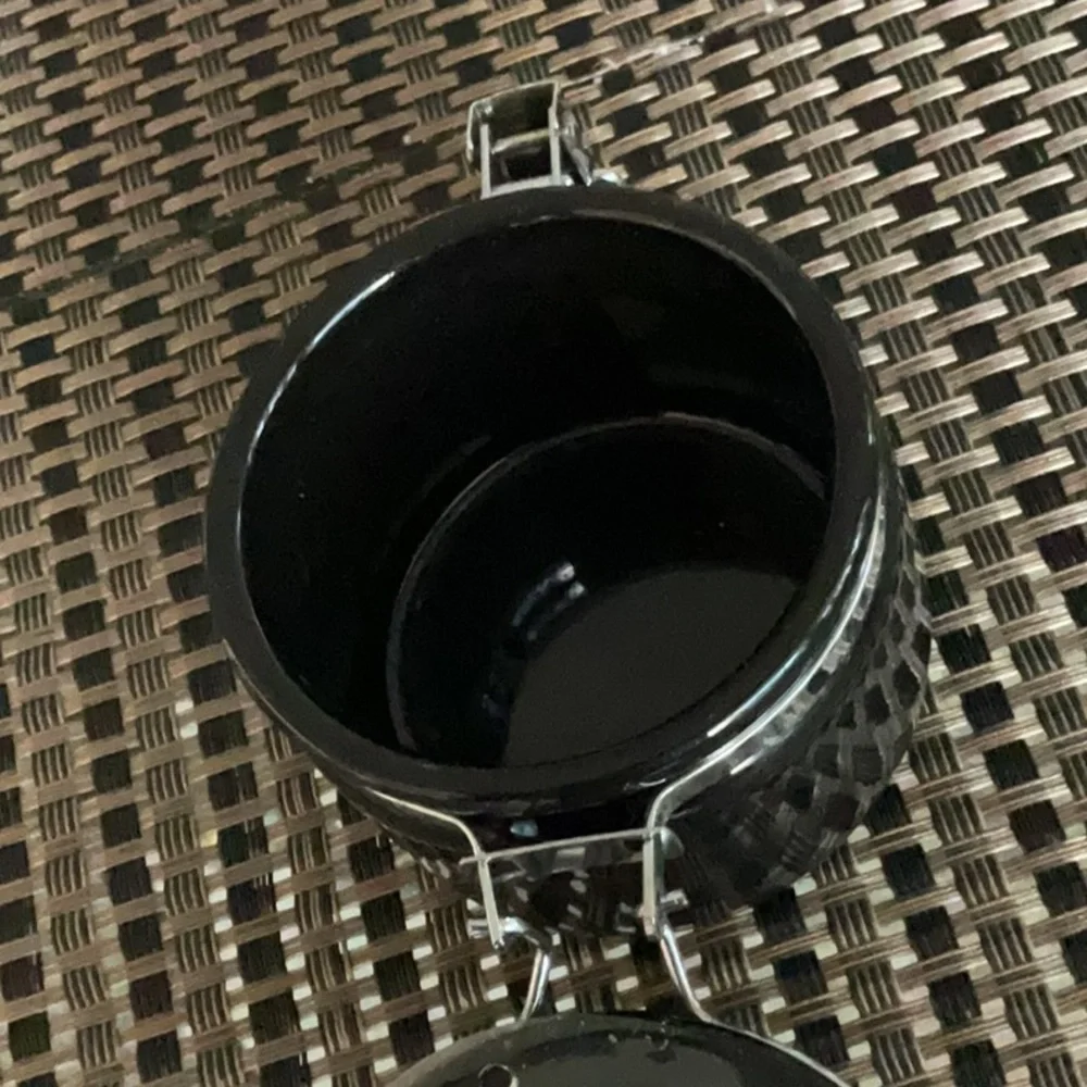 OGGI Black Ceramic Canister Knick Knack Trinket Sealed Container